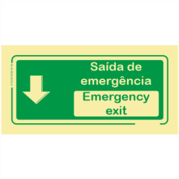 Saída de Emergência - "Saída de Emergência" "Emergency exit" Sentido Em Baixo
