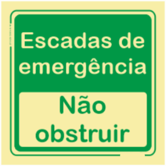 Saída de Emergência - "Escadas de emergência" "Não obstruir"