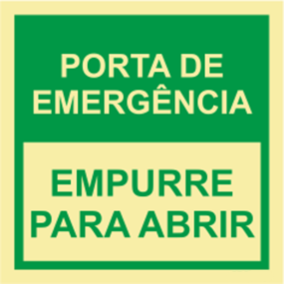 Saída de Emergência - "Porta de emergência" "Empurre para abrir"