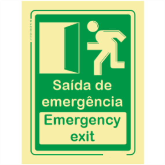 Saída de Emergência - "Saída de Emergência" "Emergency exit" Exterior Sentido Esquerda