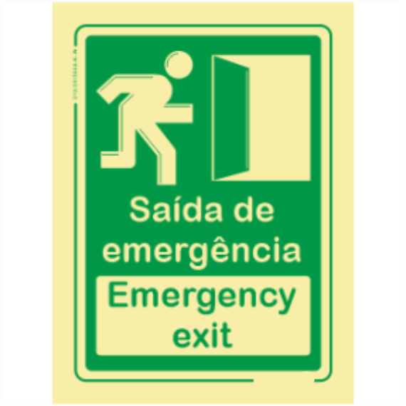 Saída de Emergência - "Saída de Emergência" "Emergency exit" Exterior Sentido Direita