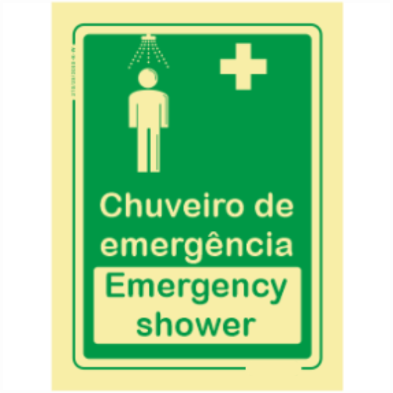 Saída de Emergência - "Chuveiro de emergência" "Emergency shower"