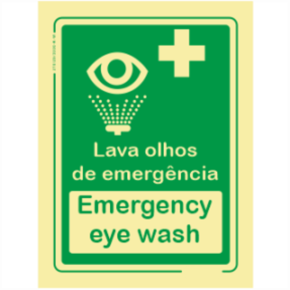 Sinal de Emergência - "Lava olhos de emergência" "Emergency eye wash"
