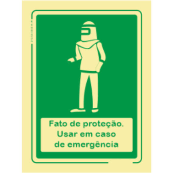 Sinal de Emergência - "Fato de proteção. Usar em caso de emergência"