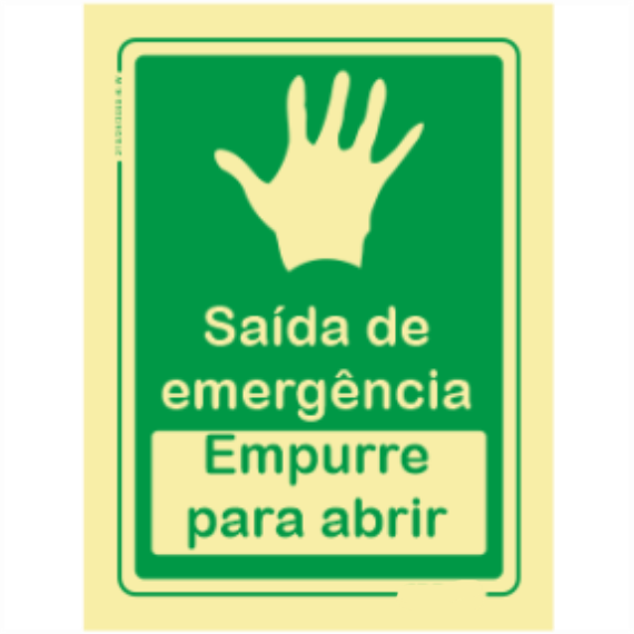 Sinal de Emergência - "Saida de emergência" "Empurre para abrir"