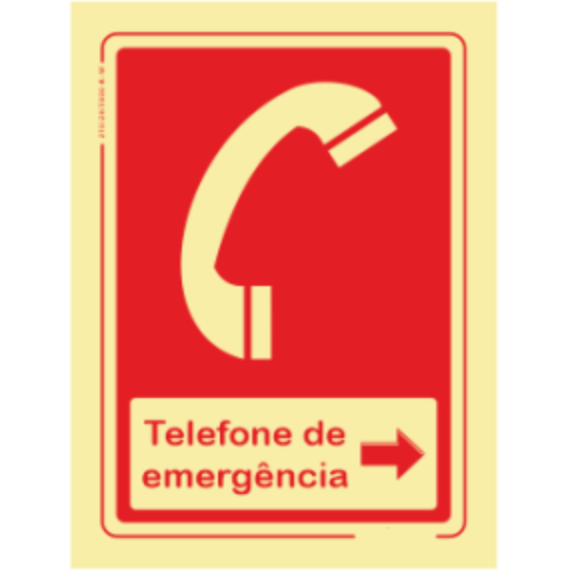 Segurança Contra Incêndio - "Telefone de emergência" sentido direita