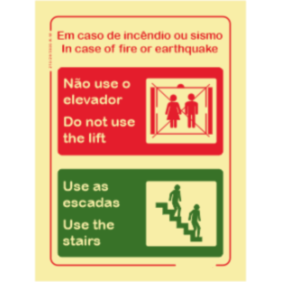 Segurança Contra Incêndio - "Em caso de incêndio ou sismo" "In case of fire or earthquake"