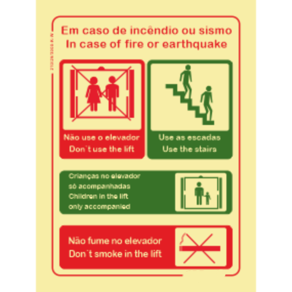 Segurança Contra Incêndio - "Em caso de incêndio ou sismo" "In case of fire or earthquake"
