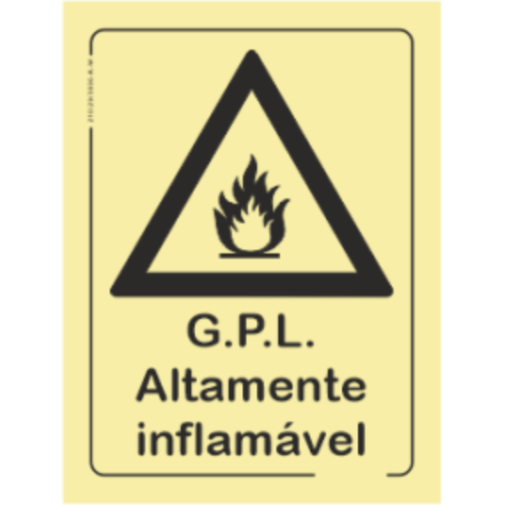 Perigo - "G.P.L. altamente inflamável"