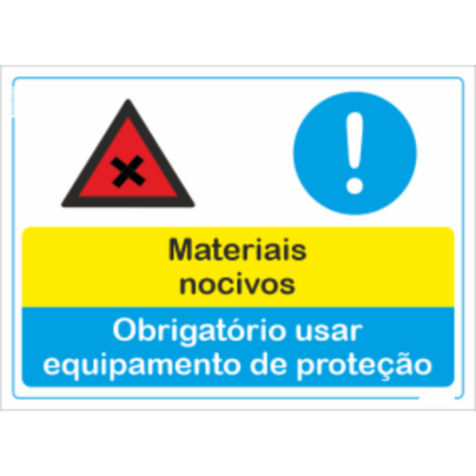 Compostos - "Materiais nocivos" "Obrigatório usar equipamento de proteção"