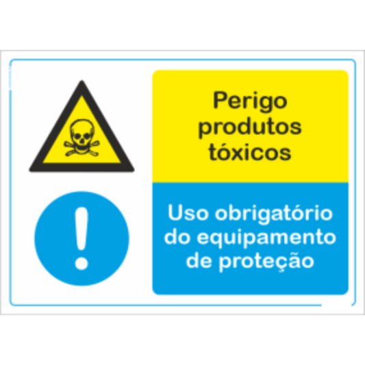 Compostos - "Perigo produtos tóxicos" "Uso obrigatório de equipamento de proteção"