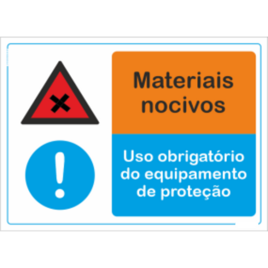 Compostos - "Materiais nocivos" "Uso obrigatório de equipamento de proteção"