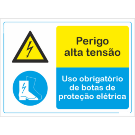 Compostos - "Perigo alta tensão" "Uso obrigatório de botas de proteção elétrica"