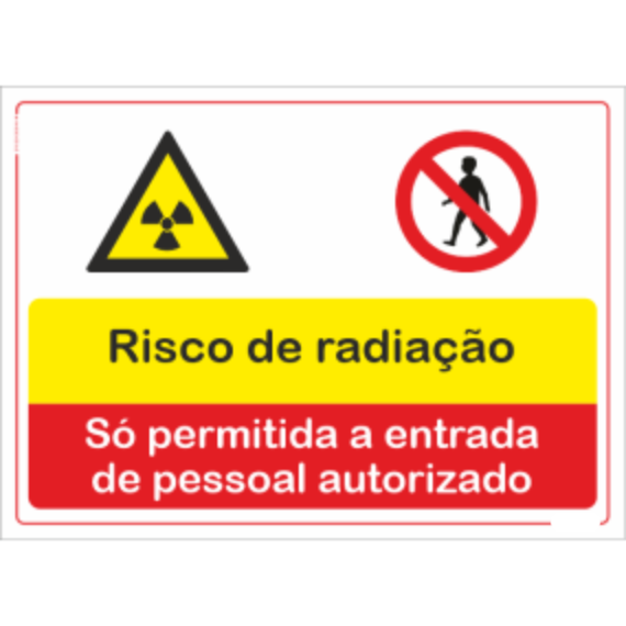 Compostos - "Risco de radiação" "Só permitida a entrada a pessoal autorizado"