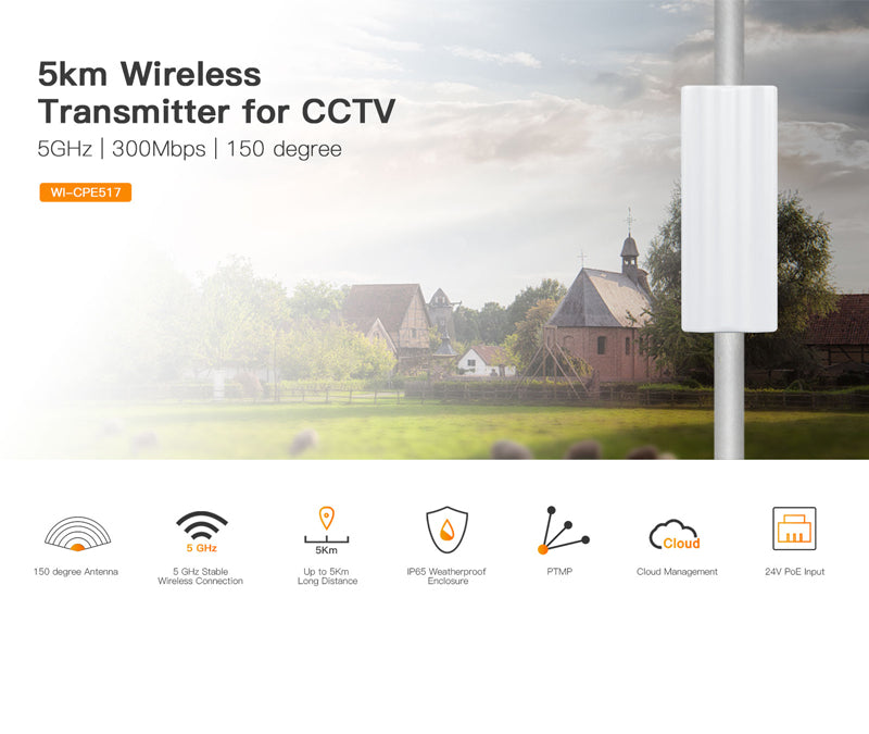 Transmissor CPE Wireless 5 km CCTV WI-TEK