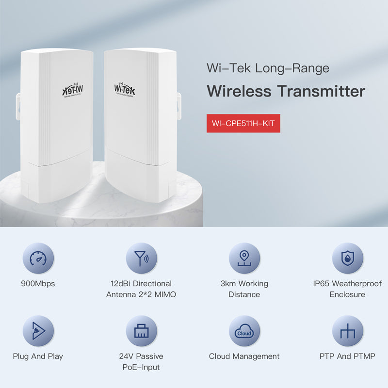 Transmissores CCTV CPE Wireless 2 km WI-TEK