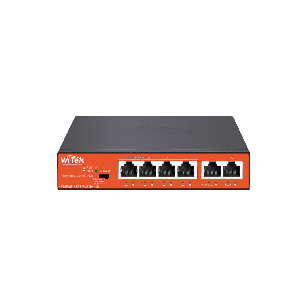 Switch PoE não gestionável de 4 PoE + 2 Uplink WI-TEK
