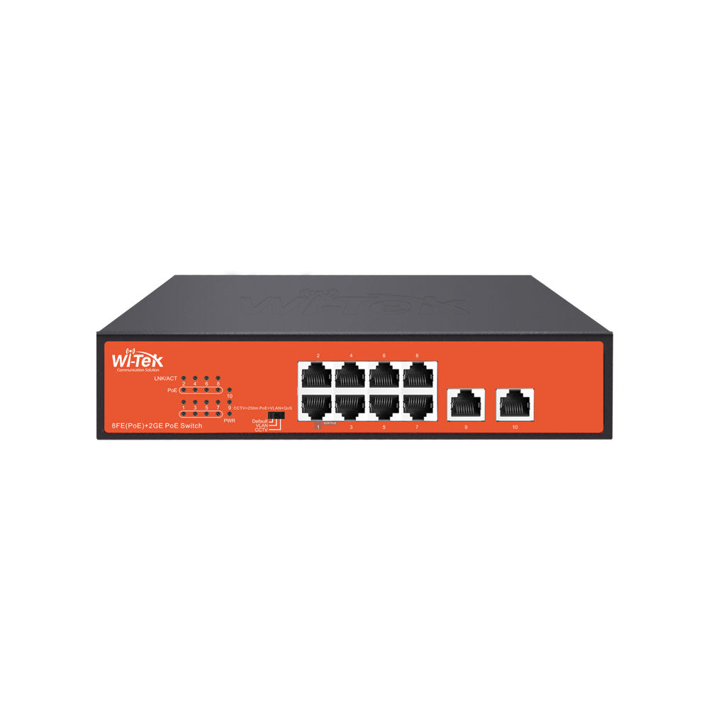 Switch 8 PoE + 2 Uplink Gigabit WI-TEK