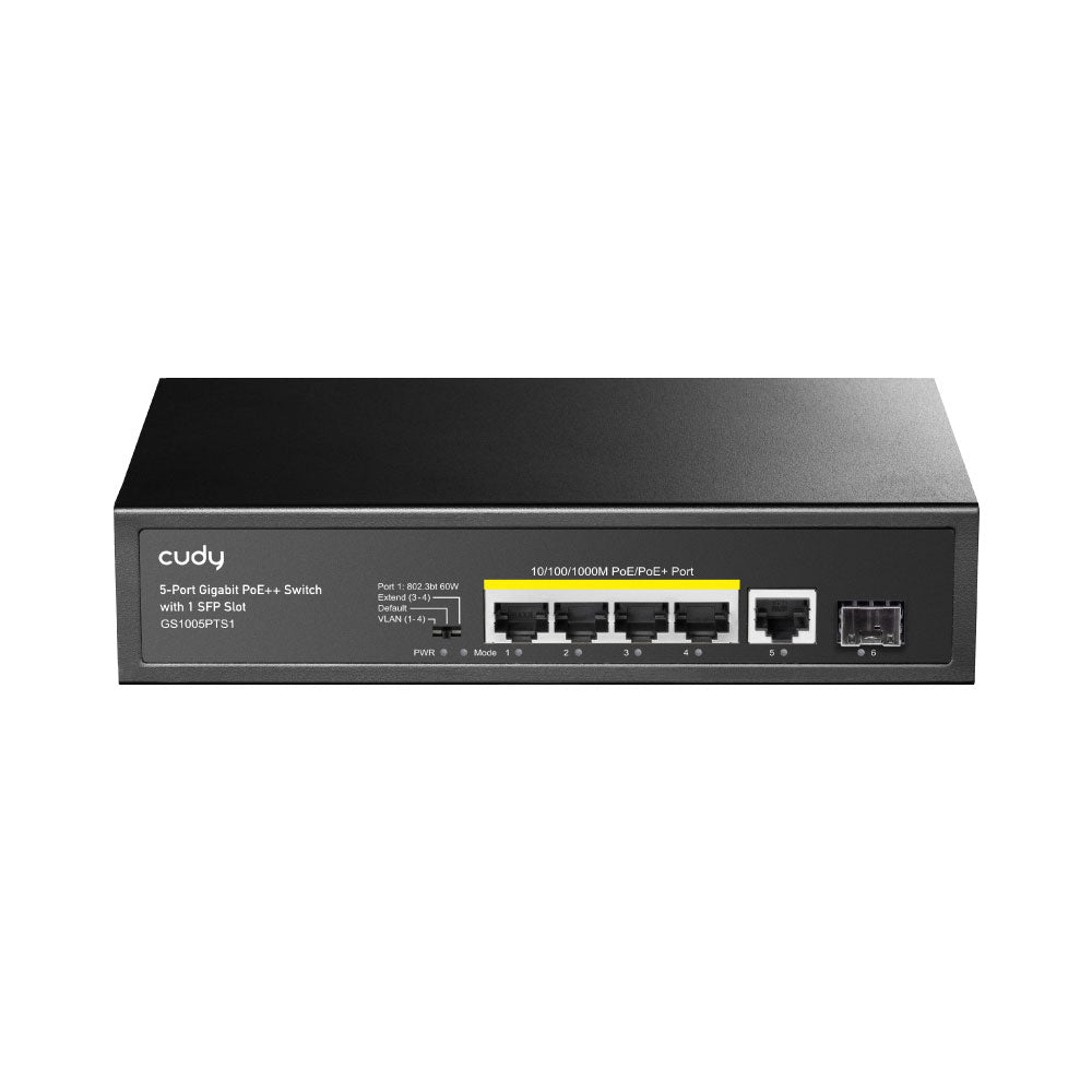 Switch PoE+ Gigabit de 5 portas com 1 ranhura SFP CUDY