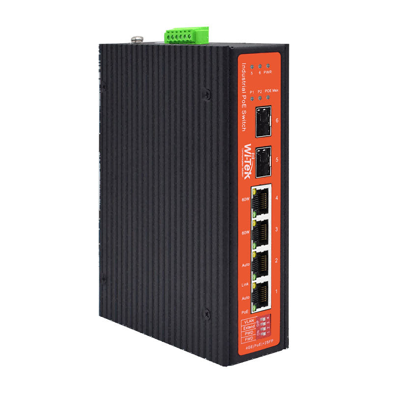 4 Gigabit PoE + 2 Gigabit SFP switches PoE não geríveis WI-TEK