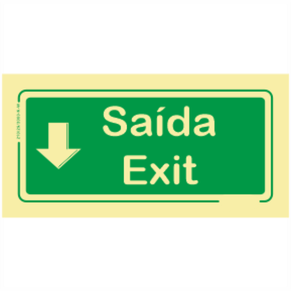 Saída de Emergência - "Saída" "Exit" Sentido Em Baixo
