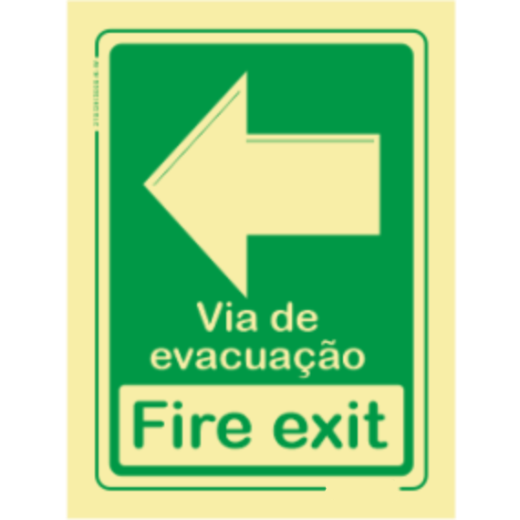 Sinal de Emergêrncia - Sentido Esquerda "Via de evacuação" "Fire exit"