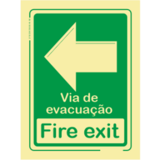 Sinal de Emergêrncia - Sentido Esquerda "Via de evacuação" "Fire exit"
