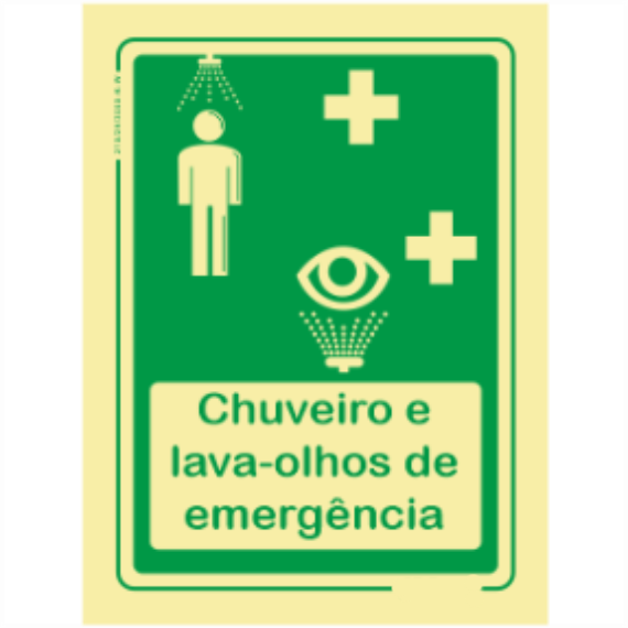 Sinal de Emergência - "Chuveiro e lava olhos de emergência"