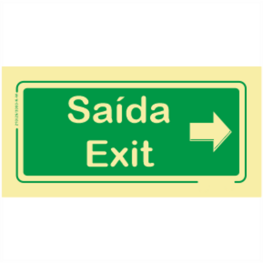Saída de Emergência - "Saída" "Exit" Sentido Direita