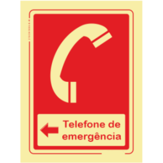 Segurança Contra Incêndio - "Telefone de emergência" sentido esquerda