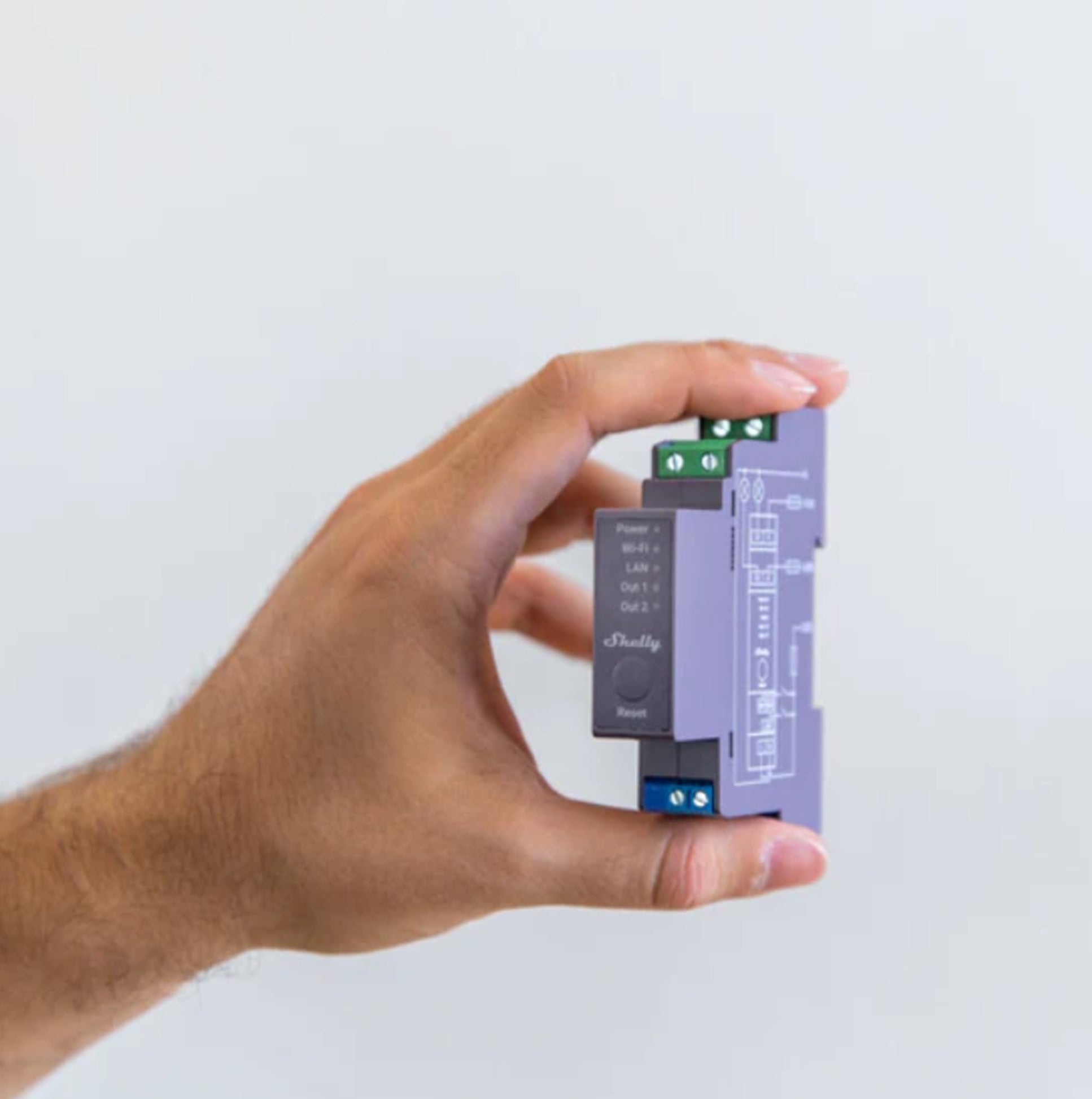 Módulo para calha DIN c/ 2 relés para automação WiFi/BT/LAN