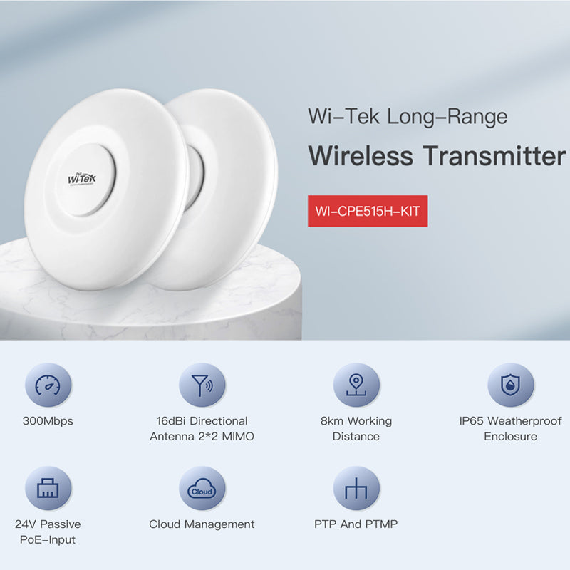Transmissão Wireless de Longo Alcance IP CCTV WI-TEK
