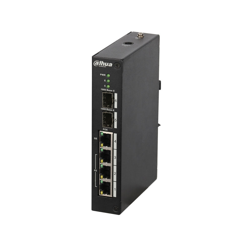 Switch industrial gerido L2+ com 3 portas Fast Ethernet PoE + 1 porta Gigabit Ethernet PoE de ligação ascendente + 2 portas 1000 DAHUA